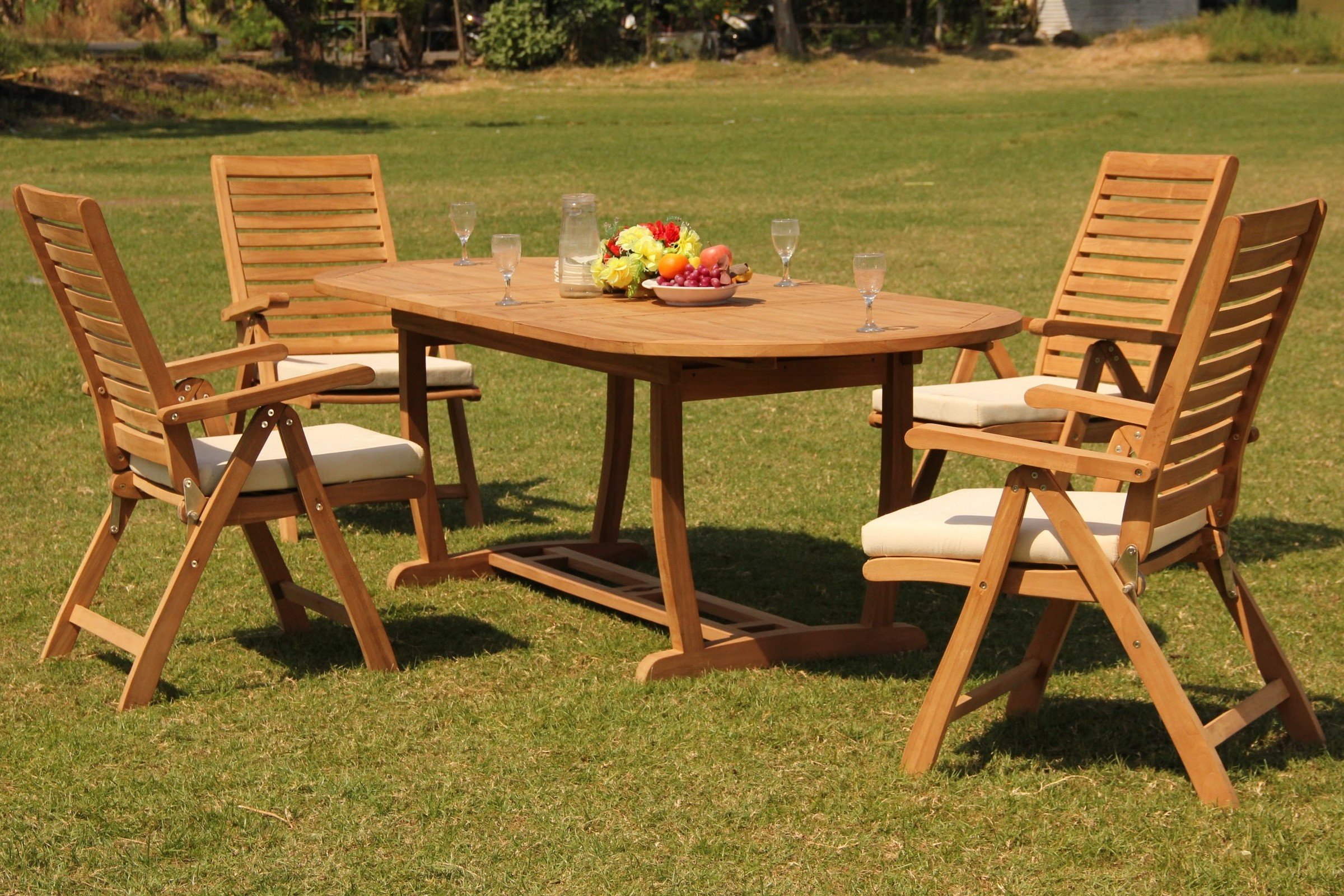 Amazon.co.jp: teakstation 4 Seater grade-aチーク材木製5 pc 