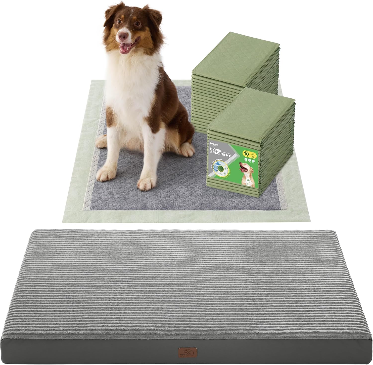 Bedsure XL Dog Bed for Crate - Large Orthopedic Pet Beds with Removable Machine Washable Cover with Pee Pads 30 Count