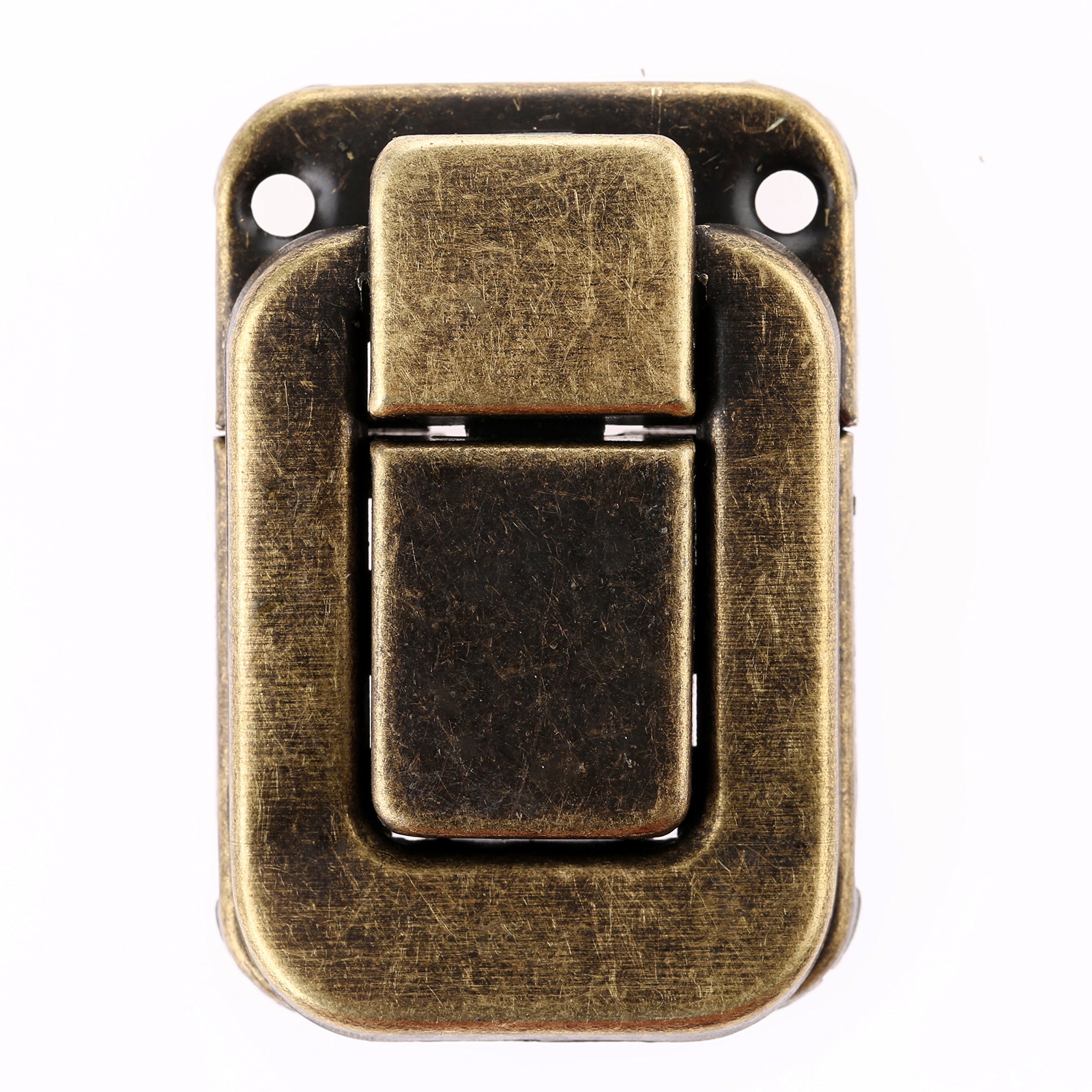 Dophee 1Pc 48x32mm Antique Brass Decorative Toggle Clip Hasp Latch Buckle Padlock for Small Jewelry Cigar Box