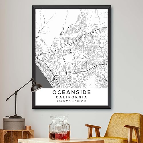 Mapa de Oceanside, California, Light 2 (12x16)