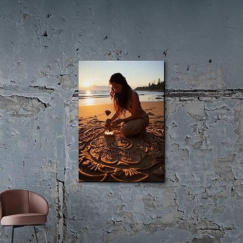 Miniatura 6 de Yoga Wall Art, Canvas Prints Yoga Meditation Studio Room Decorations Tie Dye Hippie Psychedelic Poster with Frame Meditating Peace Wall Art Hanging