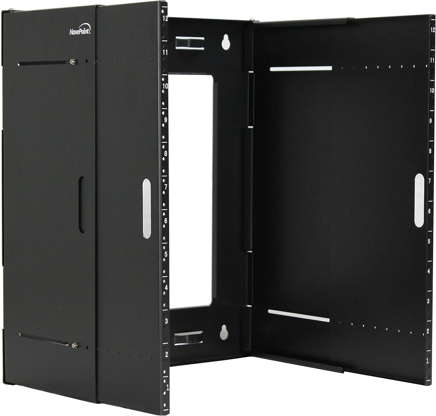 NavePoint 4U Patch Panel Bracket Wall Mount Patch Panel Rack for 19” Networking Equipment – Expandable Mounting Depth 9.5” to 15.5” 4U IT Rack 40lbs Weight Capacity