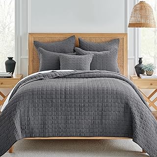 Levtex Home - Mills Waffle - King/Cal King Quilt Set - Charcoal Cotton Waffle - Quilt Size (106 x 92in.), Sham Size (36 x 20in.)