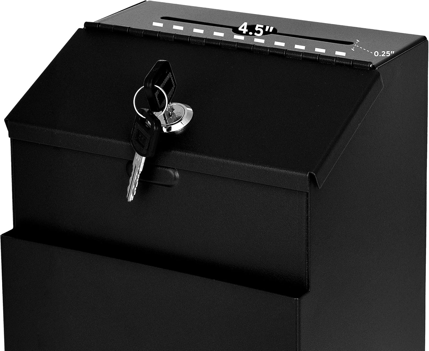 ADIR corp Wall Mountable Steel Suggestion Box with Lock - Donation Box - Collection Box - Ballot Box - Key Drop Box (Black) with 25 Free Suggestion Cards : Office Products
