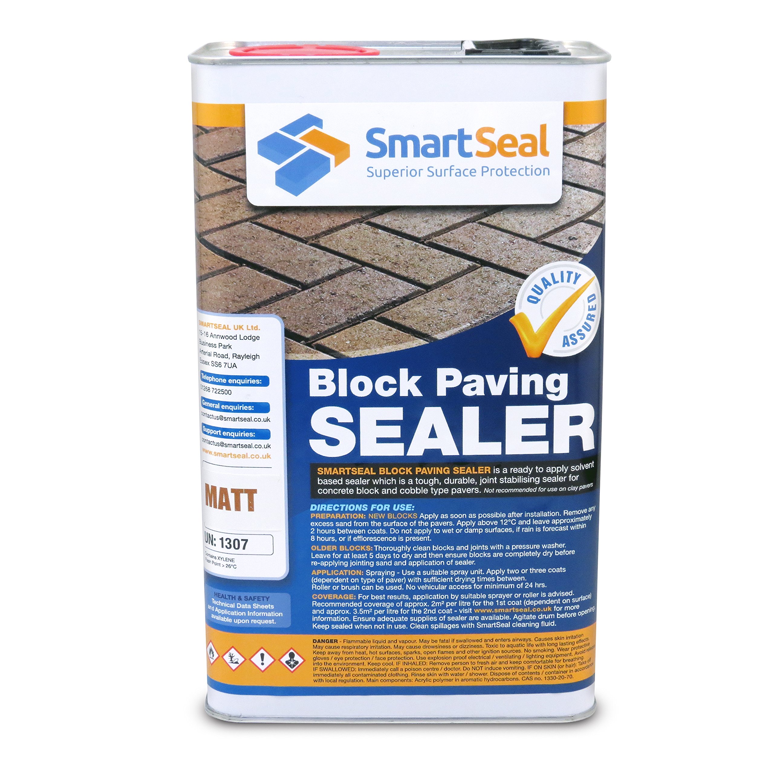 Smartseal Block Paving Sealer - Matt Finish - Easy to Apply, Block Paving Sealant. Durable Sand Hardener & Weed Inhibitor – Best Block Paving Sealer for Driveways, Paths & Patios (5 Litre)