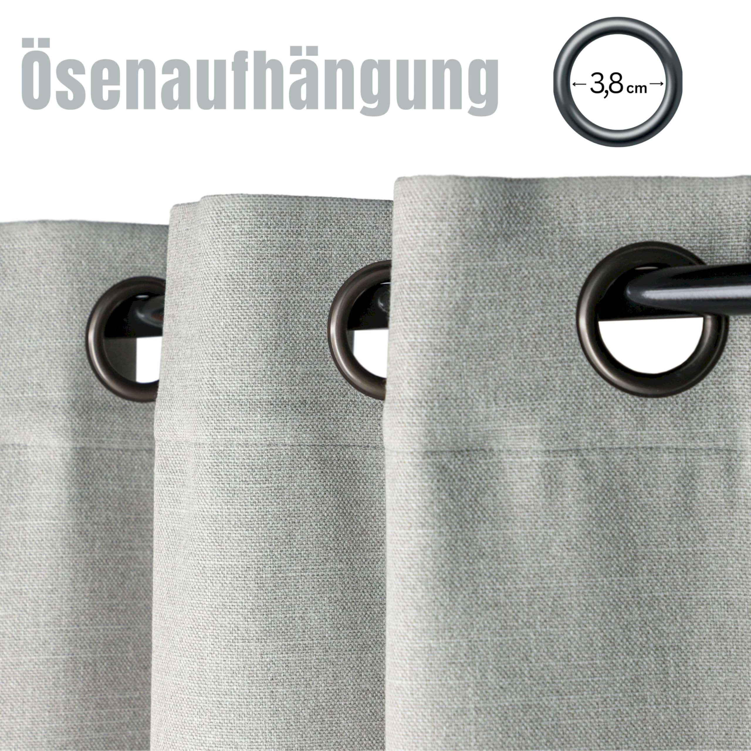 SCHÖNER WOHNEN Vorhang Blickdicht mit Ösen - Blickdichte Gardinen 245 cm lang - Fenster Vorhänge deko - Moderne Leinenoptik für Wohnzimmer ESS- & Küchenbereich Thermovorhang Hitzeschutz - Grau