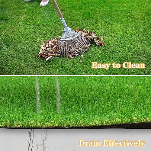 Miniatura 5 de FREADEM Alfombra de césped artificial de 6 x 6 pies, alfombra de césped artificial realista con drenaje, césped para interiores y exteriores para