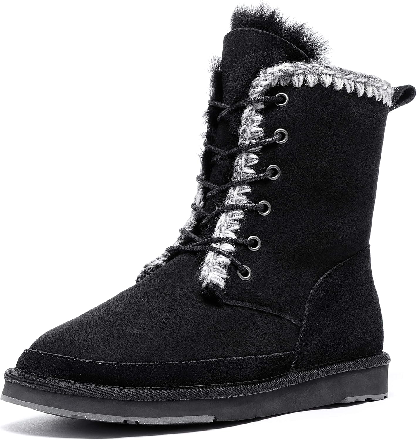 AU&MU AUMU Women's National Style Matin Classic Style Sheepskin Suede Winter Snow Boots