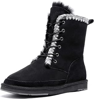 AUMU Women's National Style Matin Classic Style Sheepskin Suede Winter Snow Boots