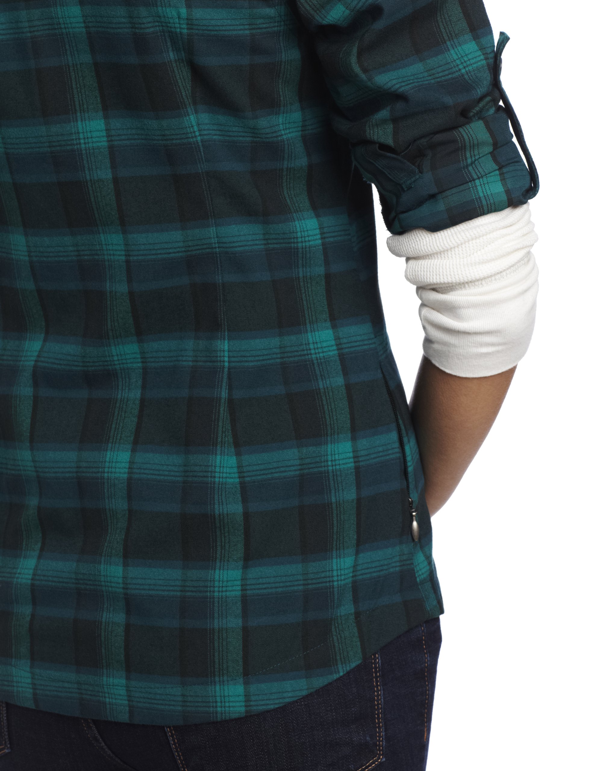 OMZIN Chemise d'extérieur à carreaux boutonnée pour femme