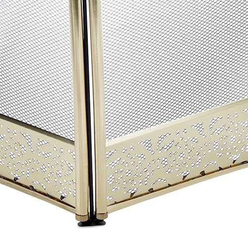 Miniatura 8 de Pantalla de chimenea de latón de 4 paneles con filigrana decorativa