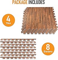 Vista 7 de HomeCube USA - Baldosas de espuma entrelazadas con veta de madera de 3/8 pulgadas de grosor para hogar, oficina, espacio de equipos