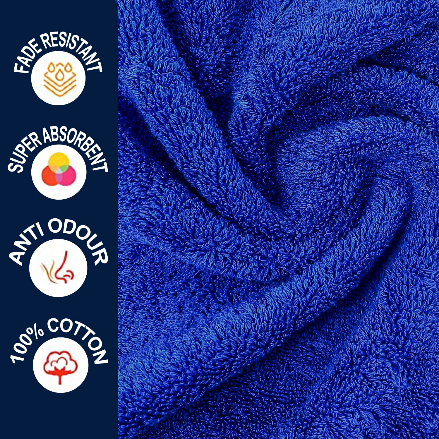 Towelogy® Premium Oversized Bath Sheets (100x180cm) 100% Egyptian Combed Cotton Quick Dry & Absorbent Extra Large Jumbo Bath Towels Hotel Quality ( Royal Blue - Image 2