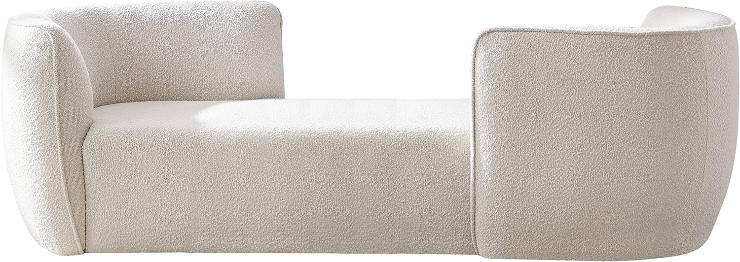 Meridian Furniture 158Cream Hilton Collection Modern | Contemporary Boucle Fabric Upholstered Sofa Chaise, Cream, 90" W x 37" D x 29" H