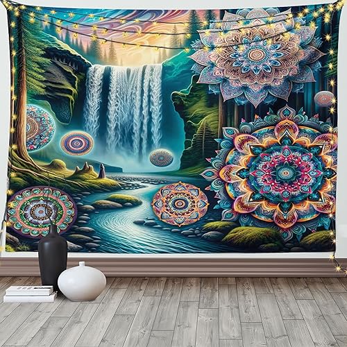 Miniatura 57 de Ambesonne Tapiz hawaiano, Costa Na Pali en la isla de Kauai en Hawái, día soleado, horizonte de montaña, colgante de pared para dormitorio, sala