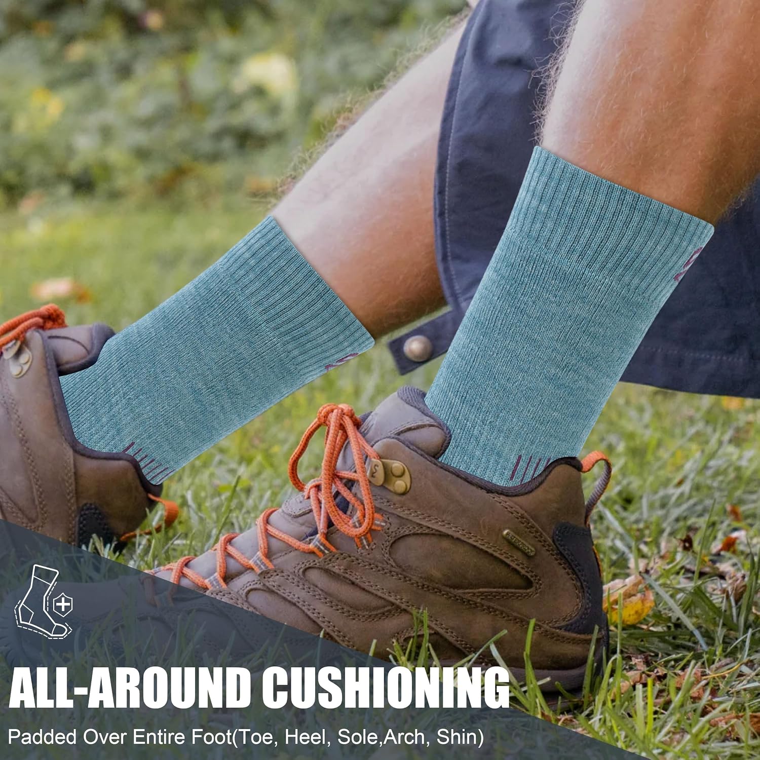 ZEAL WOOD Merino Wool Hiking Crew Socks for Men Women Comfort Full Cushion Moisture Wicking for Camping Trekking Work Outdoor