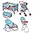 Fash n kolor 4 Piece Doll Play Set, Doll Accessories Gift, Toy Set -Unicorn Design Includes, Doll Foldable Bed, Doll Stroller, Doll High Chair and Doll Seat, Dolls Gift Set (4 Piece Set)
