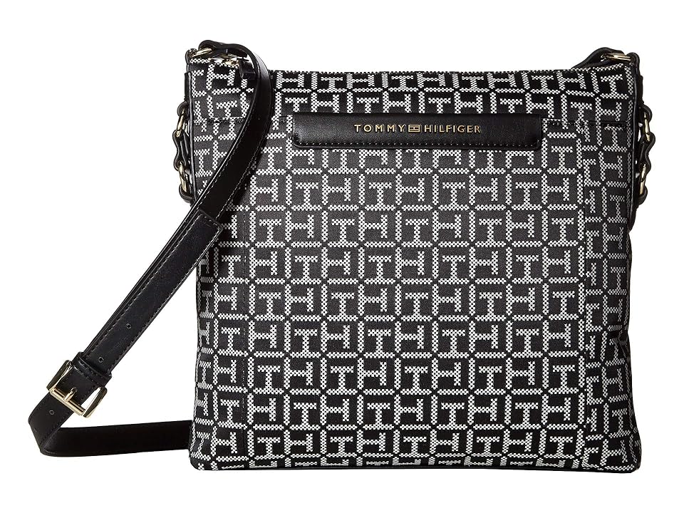 

Tommy Hilfiger Holborn Monogram North/South Crossbody (Black/White) Handbags