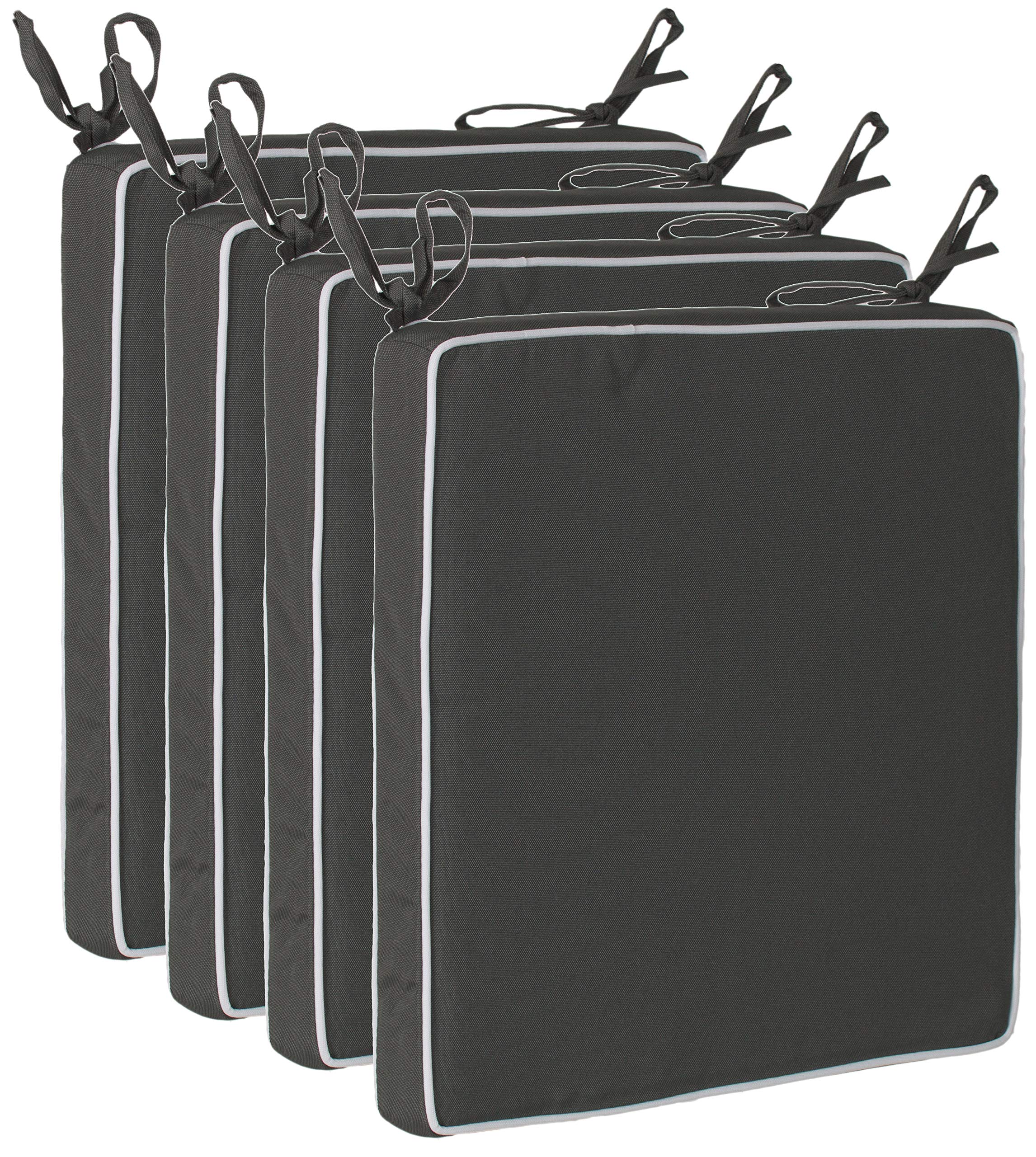 Brandsseller Set 4 Cuscini per Sedia 40x40x4 cm Idrorepellenti Antimacchia Antracite