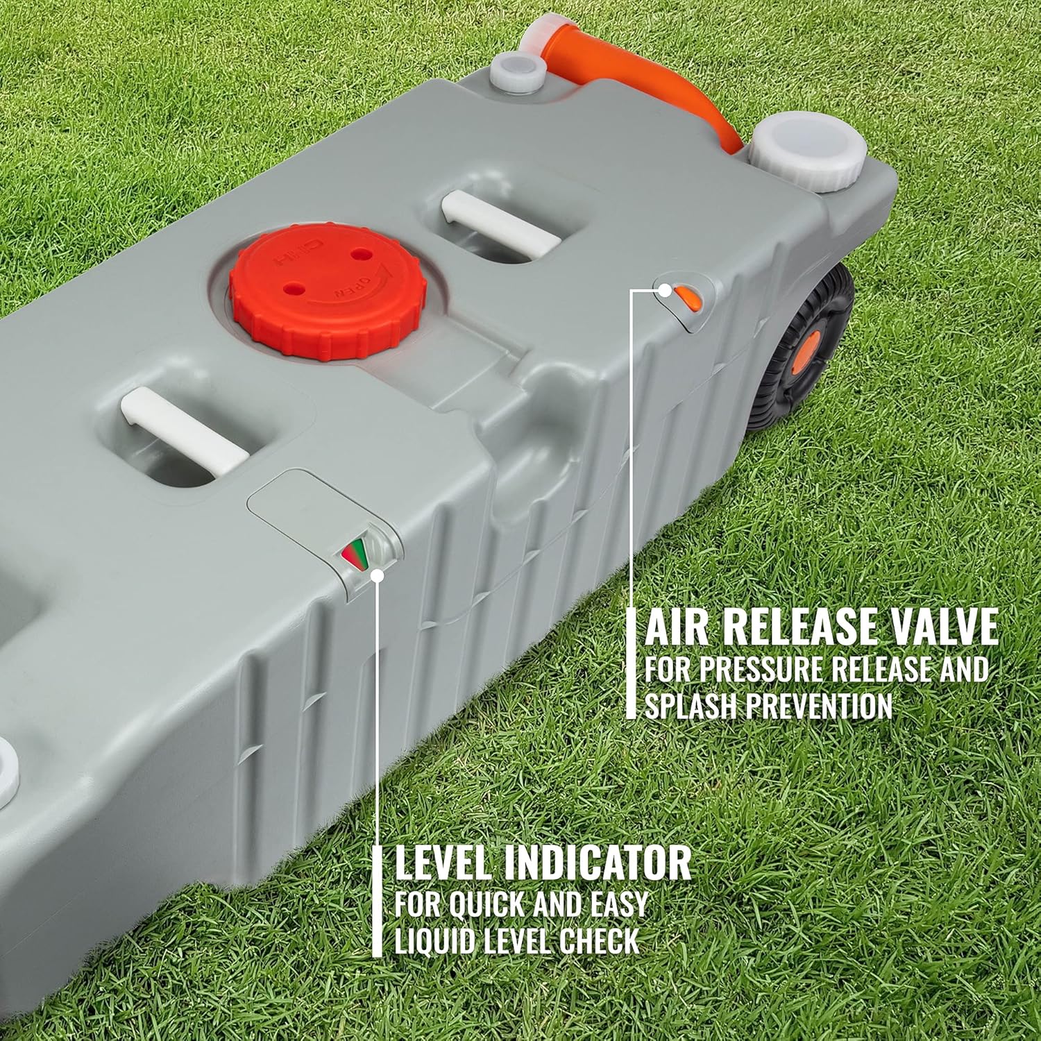 Hike Crew RV 19.8 Gallon Waste Holding Tank | Portable Odorless Black or Grey Water Tote for Camper with Rotating Drain Spout, Multiple Fill & Drain Ports, Electric Pump Opening, Handles & Wheels : Automotive