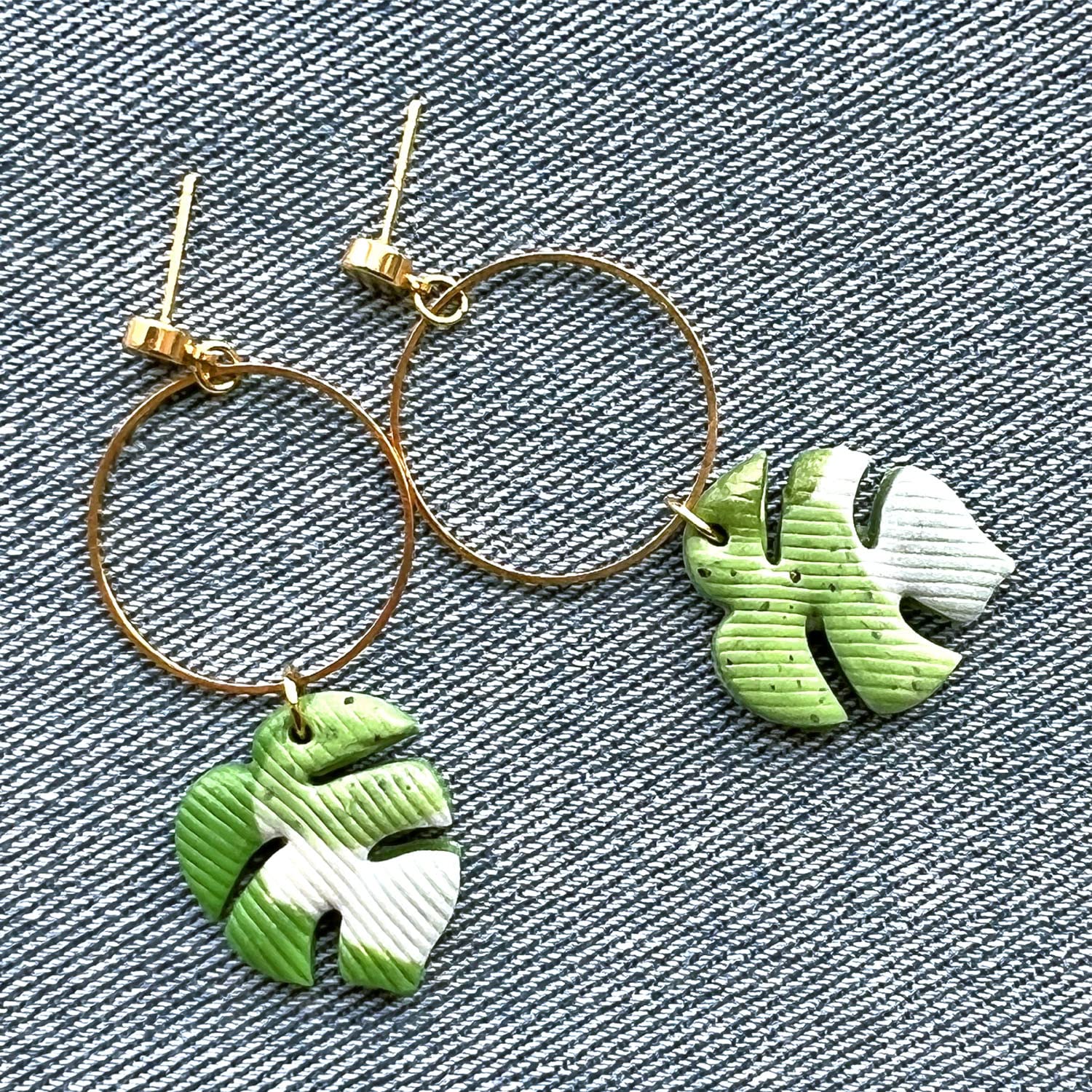 Orecchini Monstera Donna Argento 925 Orecchini Cerchio Handmade Originale Pendenti Gioielli per Ragazza Anallergici Ideale Regalo per Donna Bambina