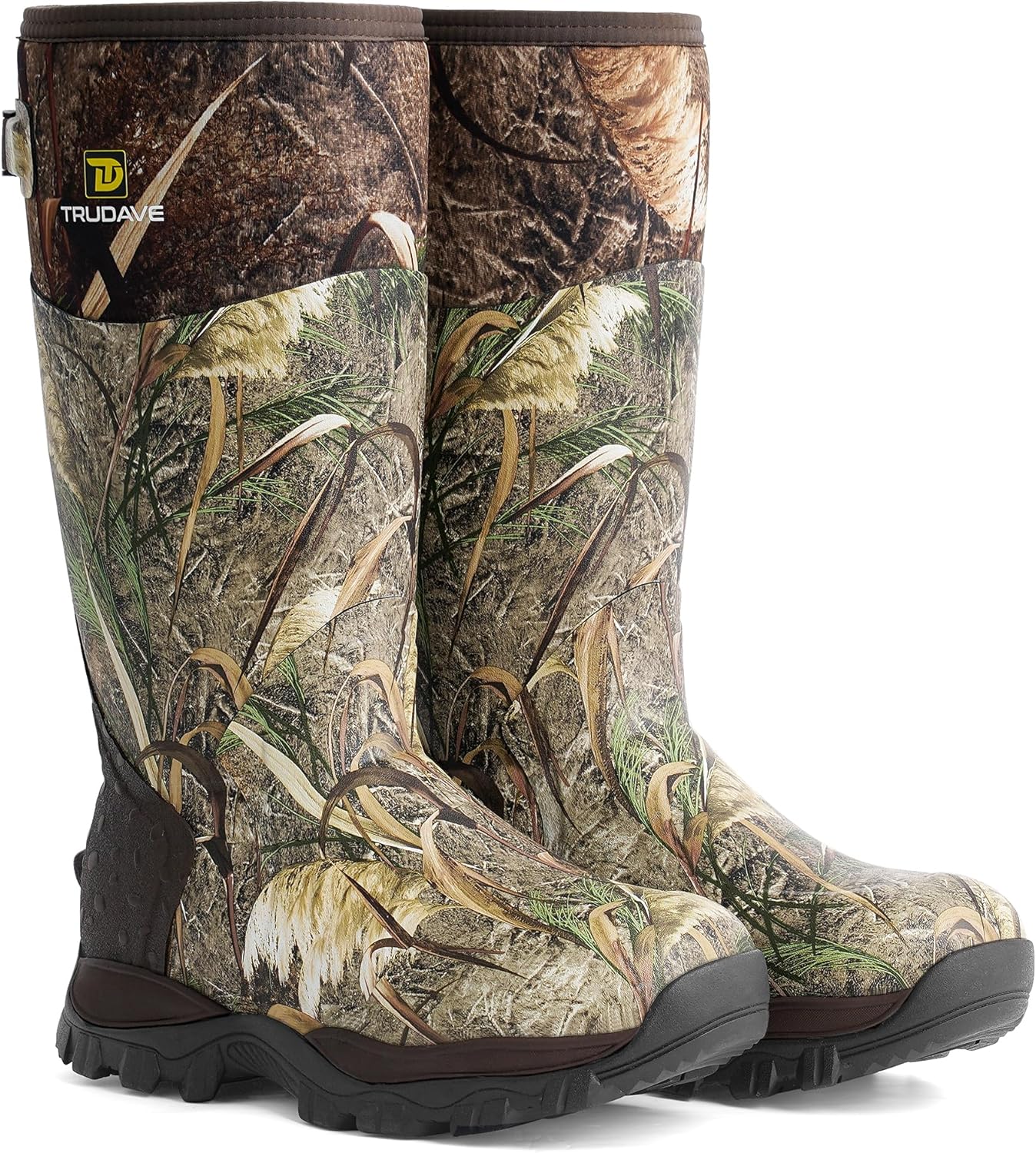 Trudave Hunting Boots for Men - 6mm Neoprene Camo Insulated And Waterproof Rubber Boots with Steel Shank（800GRAM）