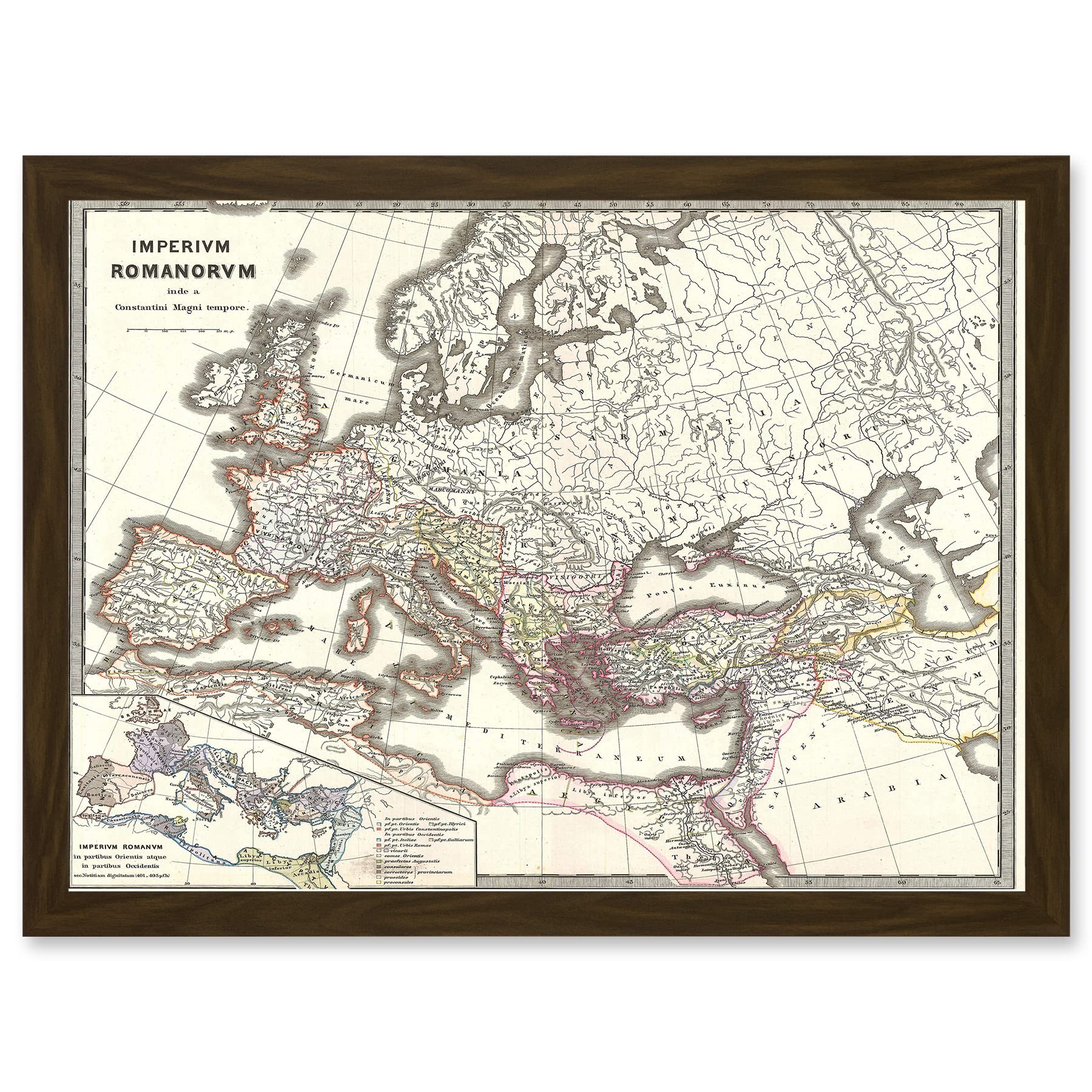 Artery8 1865 Spruner Map The Roman Empire Under Constantine A4 Artwork Framed Wall Art Print
