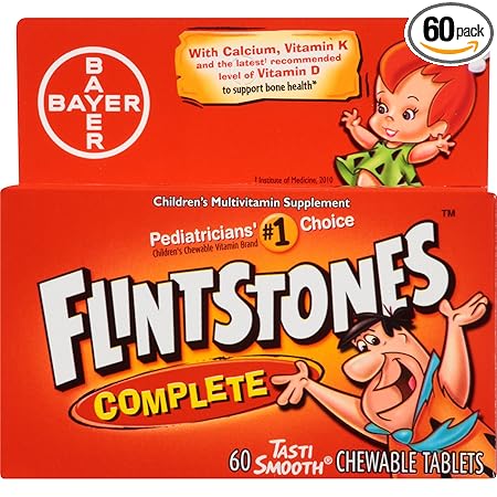 Flintstones Vitamins Children's Complete Multivitamin Chewable Tablets, 60-Count Bottles - Pack of 3