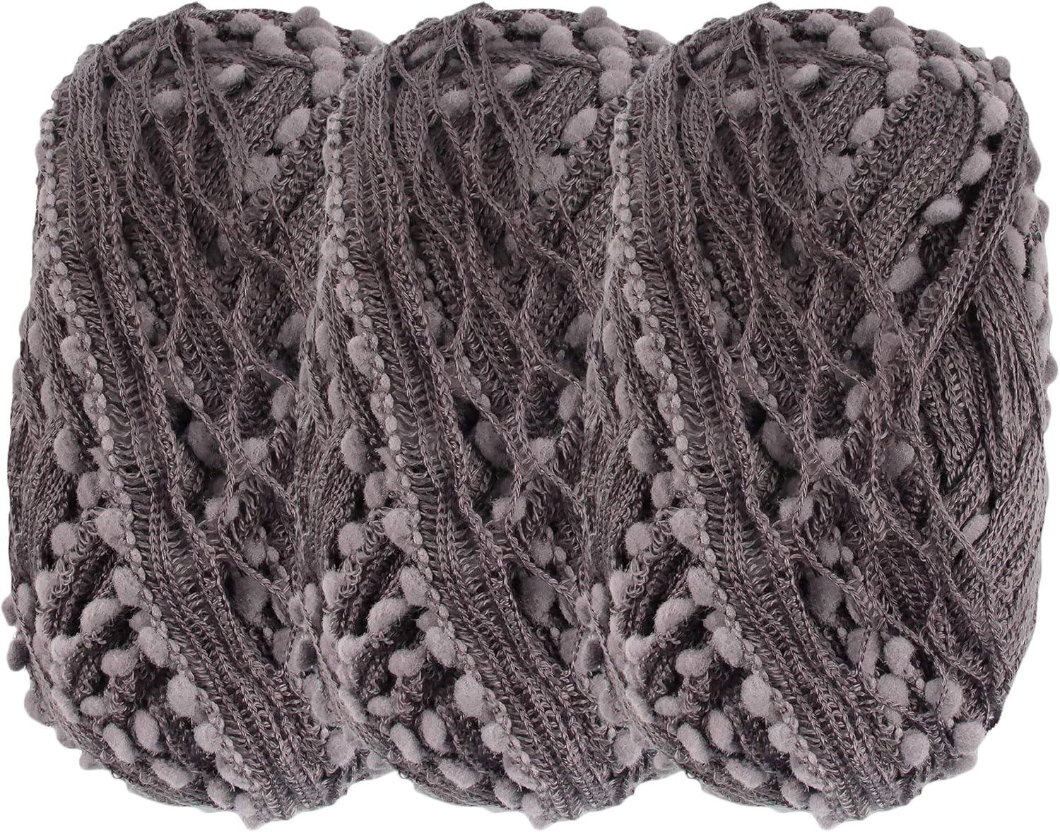 JubileeYarn Fishnet Pom Pom Yarn - 100g/Skein - Greysteel - 3 Skeins