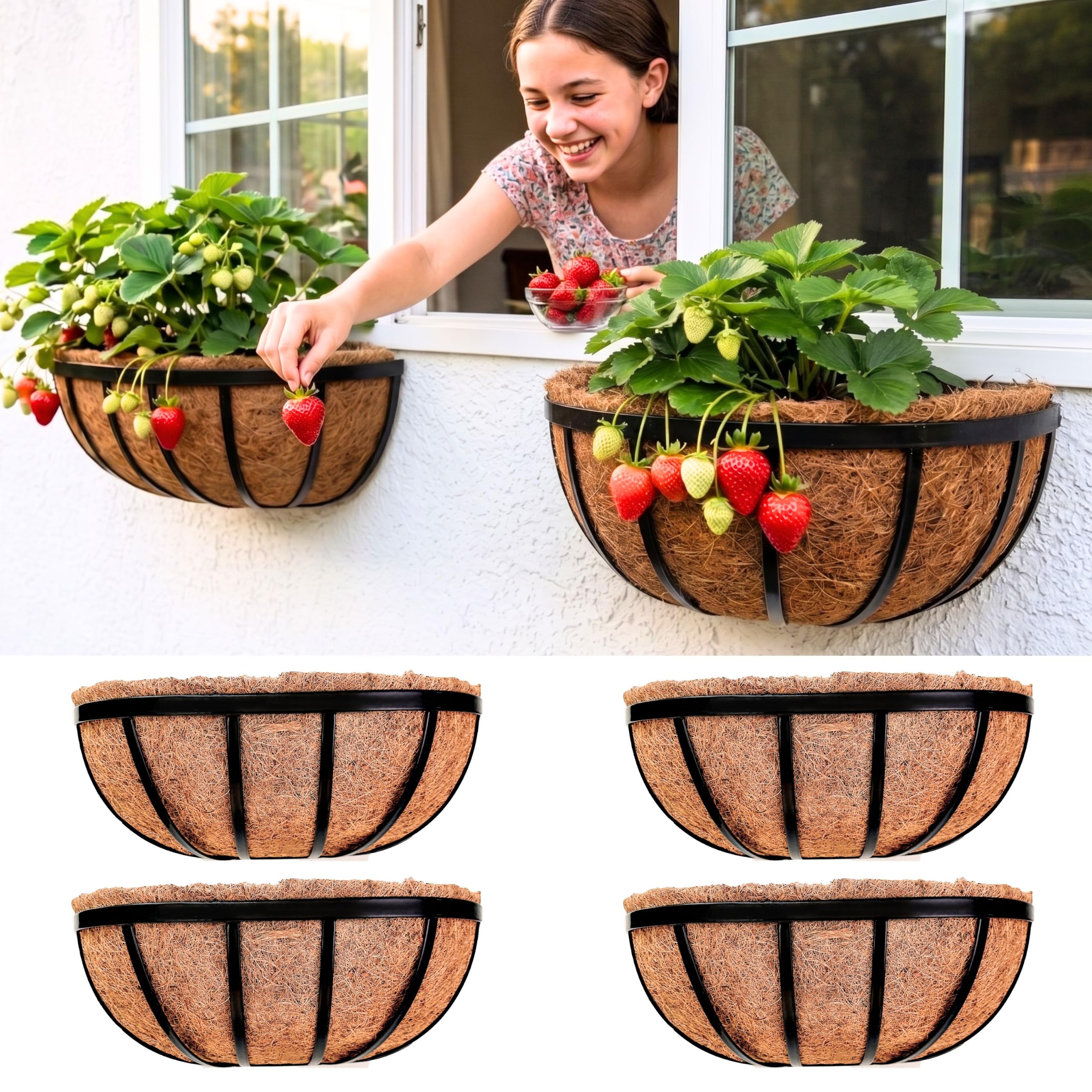 LaLaGreen Wall Planters for Outdoor Plant (16 Inch, 4 Pack)
