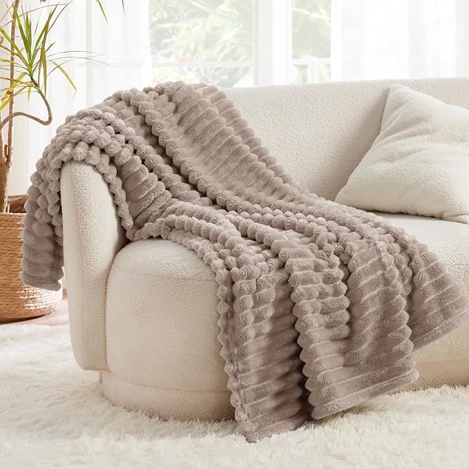 Mocha Meringue Fleece Blanket for Couch