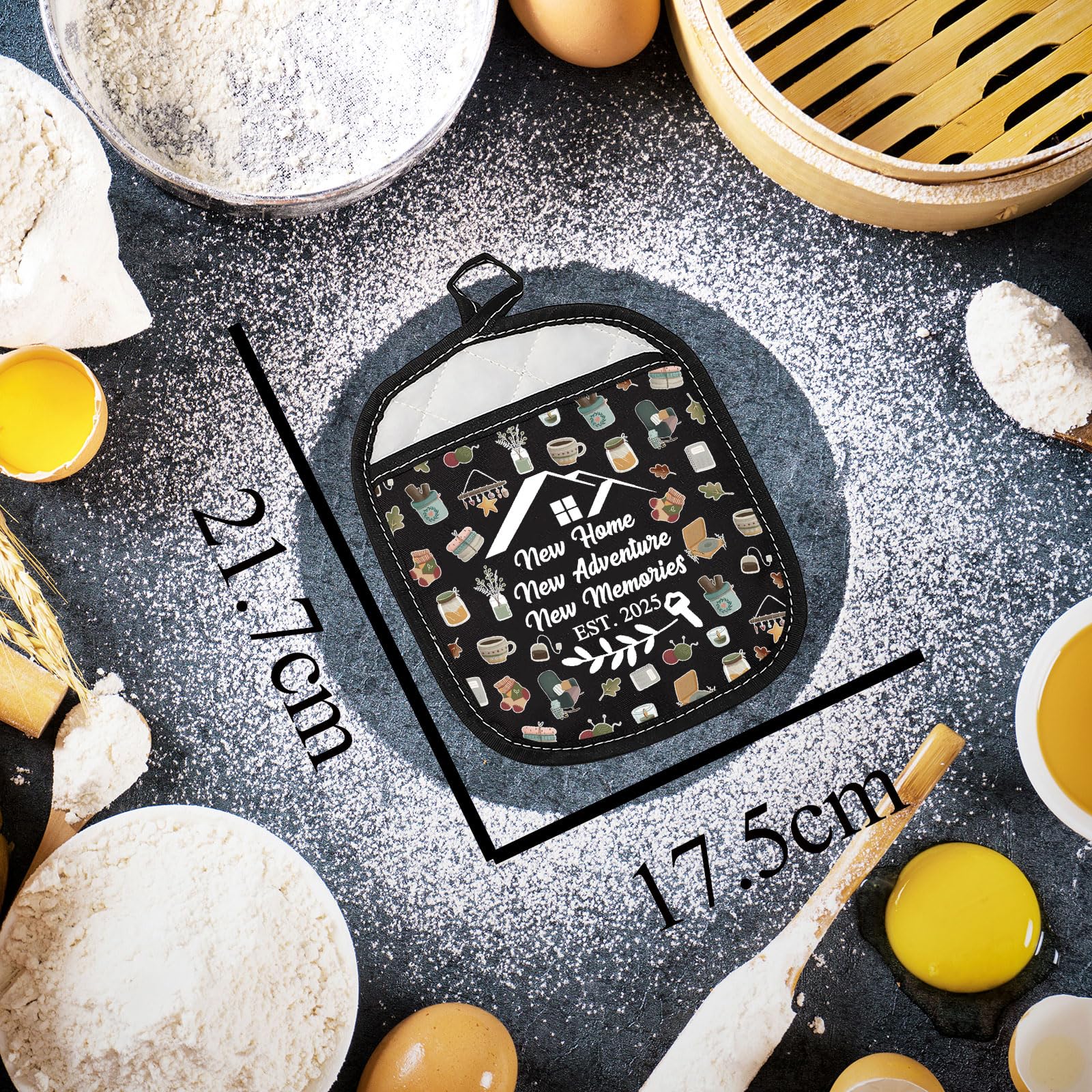 New Home New Adventure New Memories 2025 Housewarming Mitt Gift New Family Pot Holder for Baking Cooking Lover (New Home 2025)
