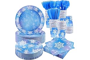 Colorful Snowflake Paper Plates and Napkins Disposable Tableware Set