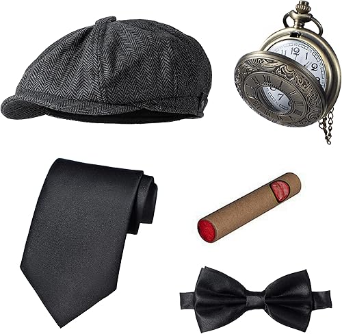 Miniatura 5 de Chaleco de disfraz de los años 20 para hombre, sombrero y accesorios para reloj de bolsillo, juego de accesorios para fiesta de adultos