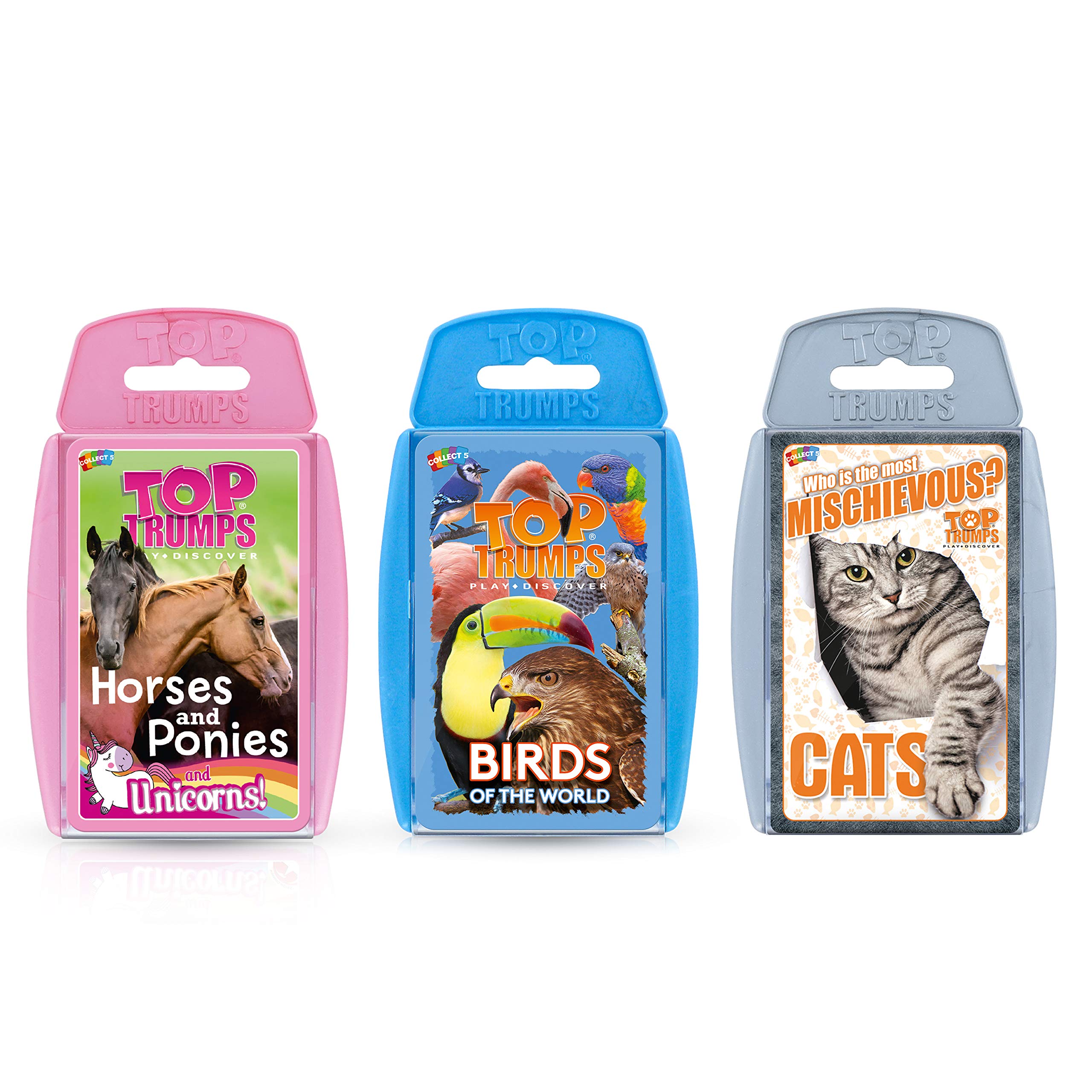 Top Trumps Wings, Hooves and Paws Bundle Card Game, Learn about Birds, Cats, Horses and Ponies and Unicorns, educational travel pack, gift and toy for boys and girls aged 6 plus