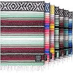 Hydration Nation Authentic Large Handwoven Mexican Blanket - Soft Yoga- Durable Serape- Lightweight Falsa, Beach, Camping, Picnic, Outdoor Blanket 70x50 - Miami Vice