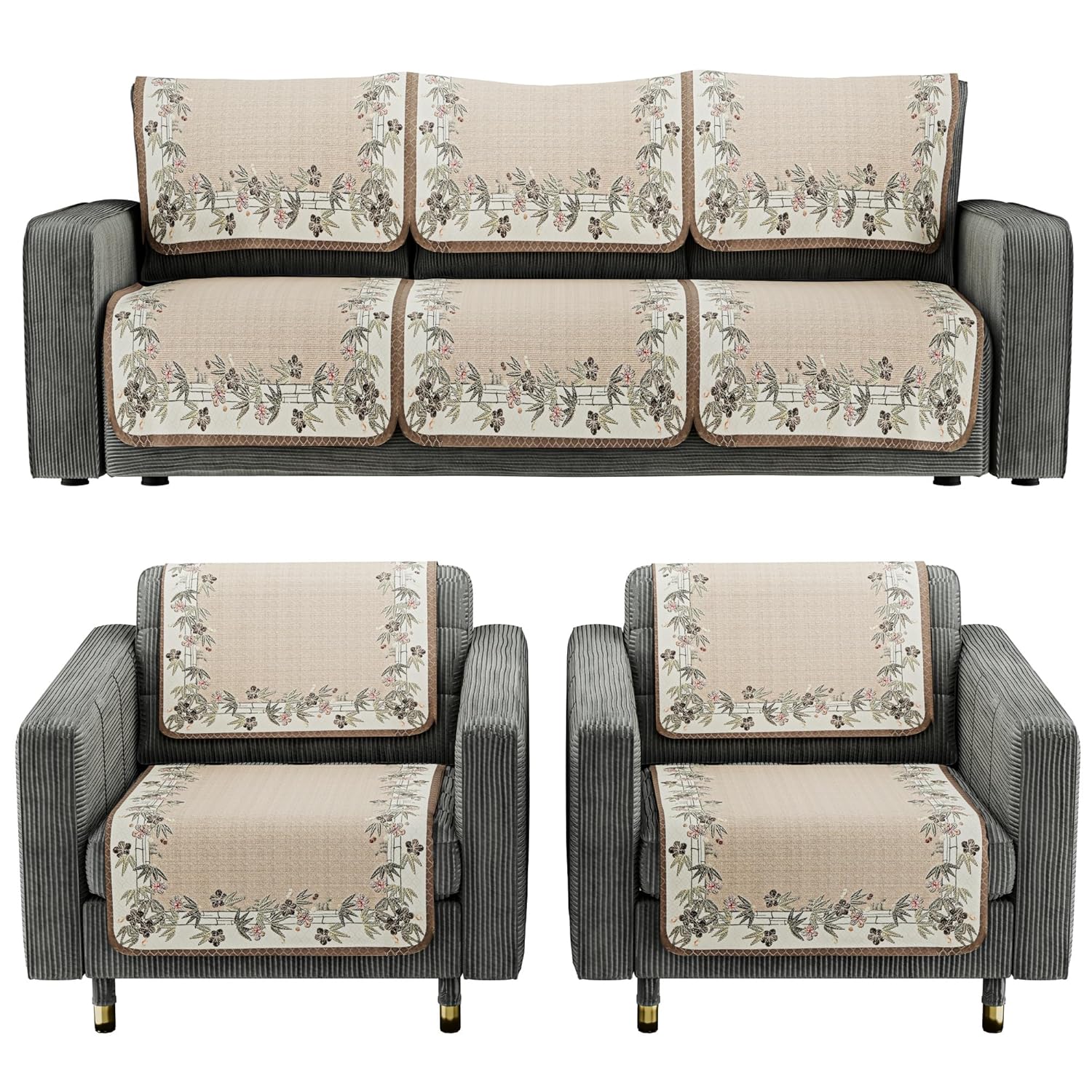 Kuber Industries Net Cotton Sofa Covers 5 Seater | Sofa Protector Cover for Living Room | Sofa Cloth Cover for Home Decor & Office | Soft Sofa Slipcovers | Paradise 1139 – Cream & Brown Kuber Industries Net Cotton Sofa Covers 5 Seater | Sofa Protector Cover for Living Room | Sofa Cloth Cover for Home Decor & Office | Soft Sofa Slipcovers | Paradise 1139 – Cream & Brown