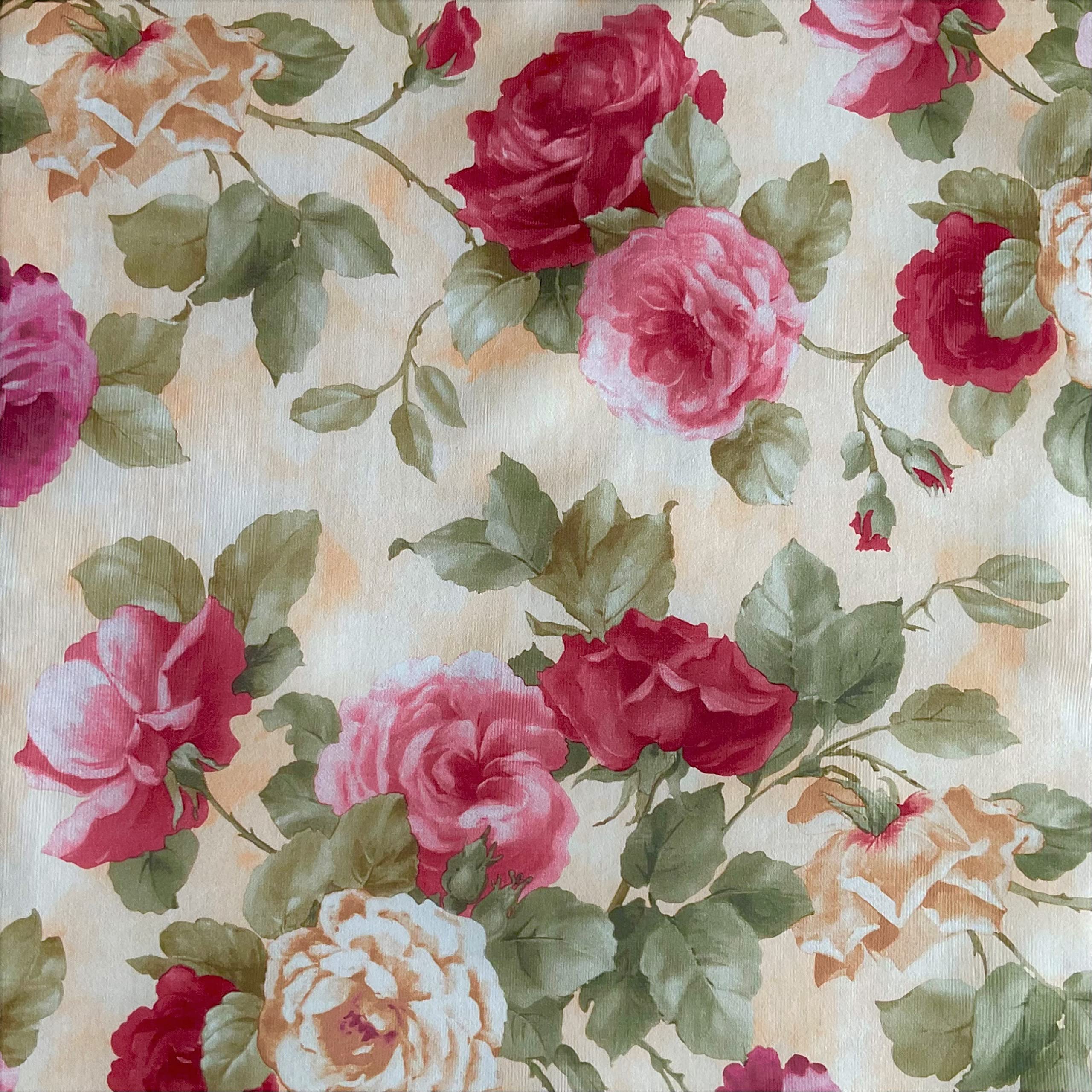 luma-Home 18004/ Ohrensessel mit Hocker im Landhaus-Stil, Blumenmuster bunt