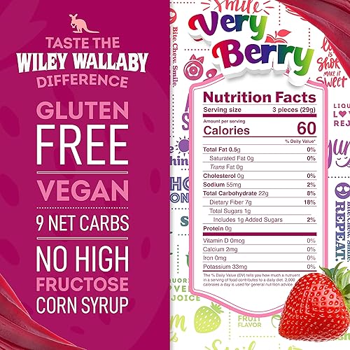 Vista 2 de Wiley Wallaby Dulces de regaliz gourmet de 5.5 onzas de sabor australiano suave y masticable, sin gluten, sabor australiano (5.5 onzas