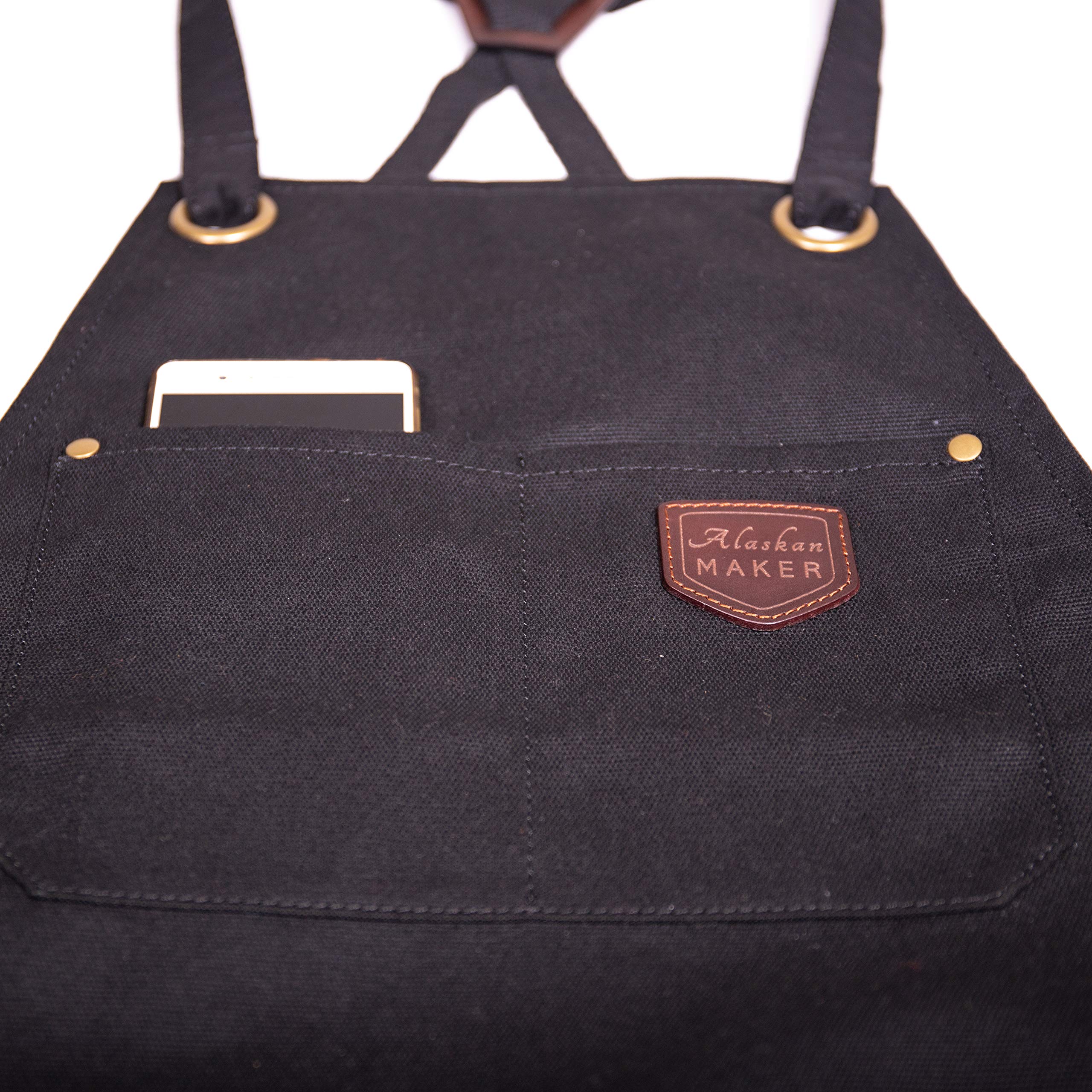 Alaskan MAKER Grembiule uomo e donna in tela rivestita n. 515 per fai da te, cucina, giardinaggio e barbecue, con cinghie incrociate, taglia universale