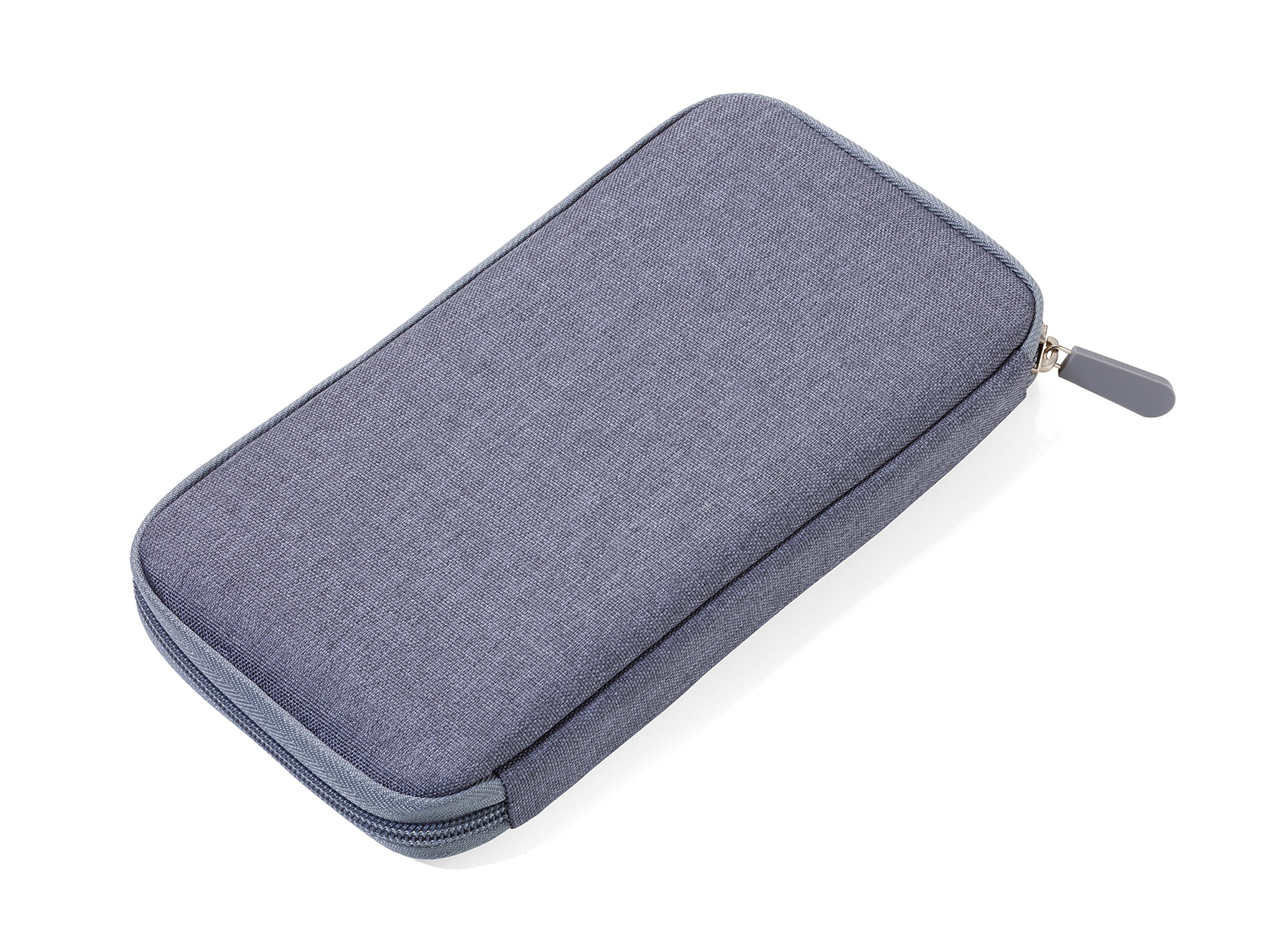 TROIKA Safe Flight TRV20/GY - Estuche para Documentos de Viaje (con Protector de Pantalla para Chips RFID), Cremallera, 12 Compartimentos Interiores, trabilla para bolígrafo, poliéster, Gris/Naranja