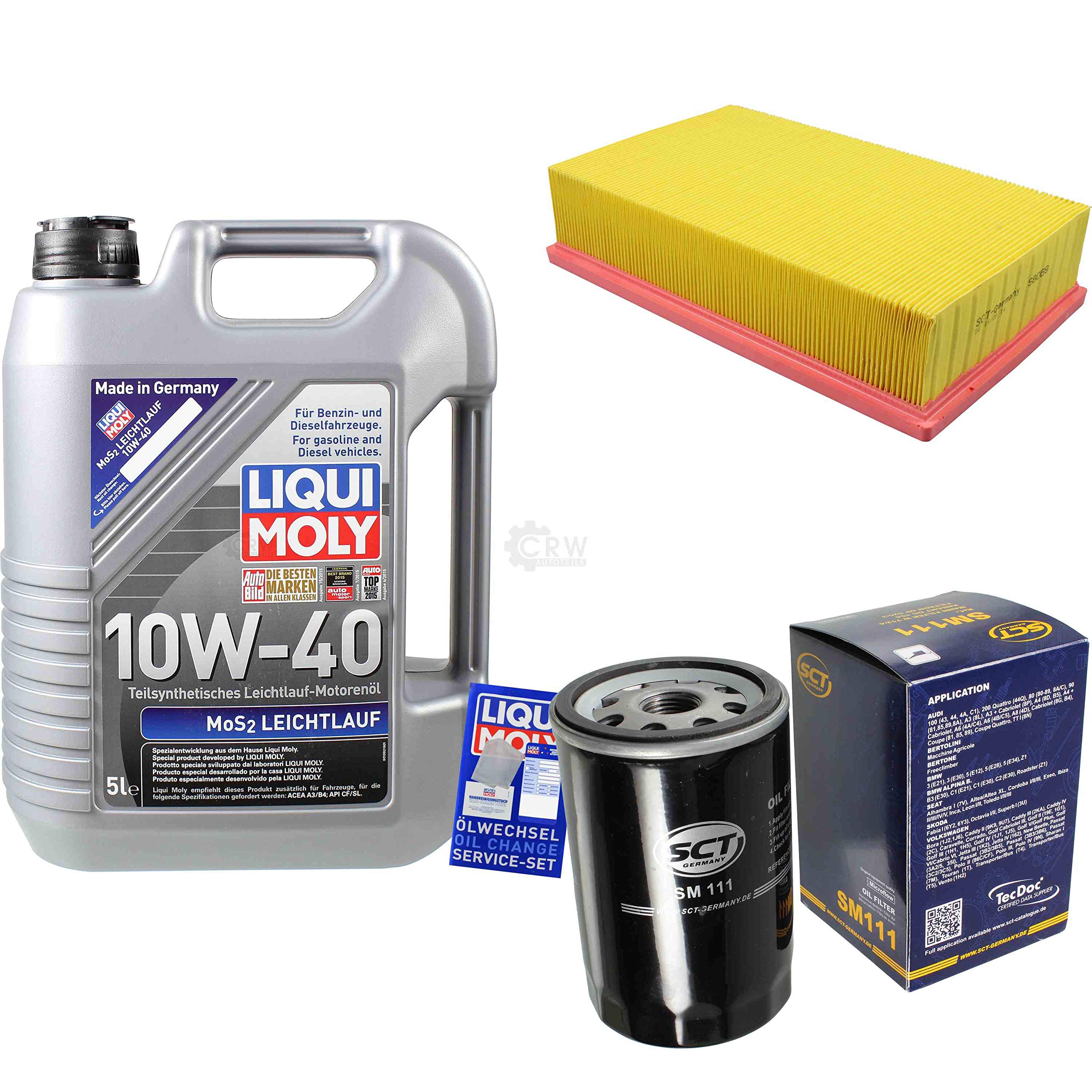 Set di filtri, 5 litri, olio motore MoS2, scorrevole, 10W-40, SCT, Germania, filtro dell'olio