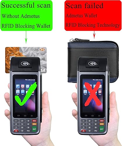 Miniatura 6 de Billeteras con bloqueo RFID para hombre, billetera de cuero con cremallera para hombres con tarjetero RFID plegable