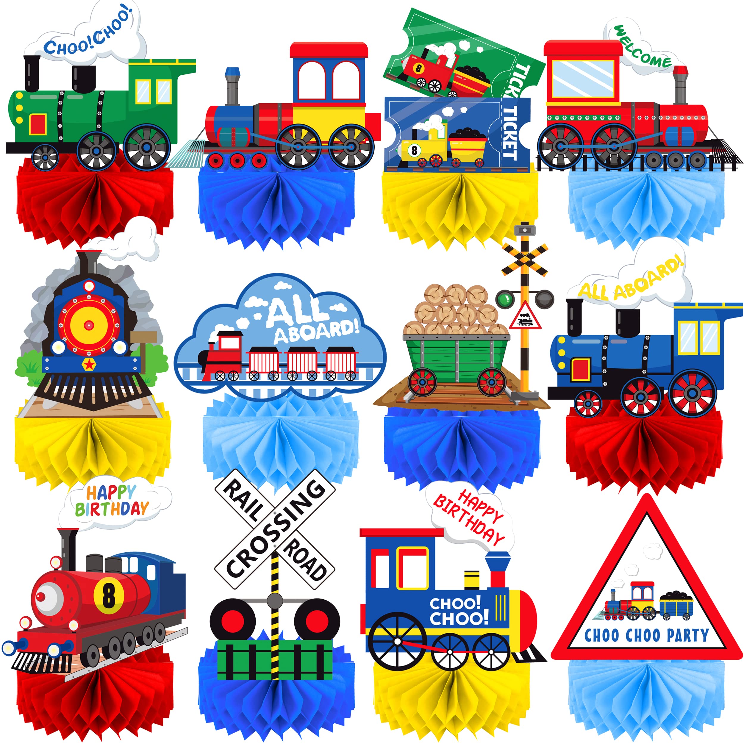 Exploded Train Decor Amazon.com: 14pcs Railroad Train Crossing Honeycomb Centerpieces ...