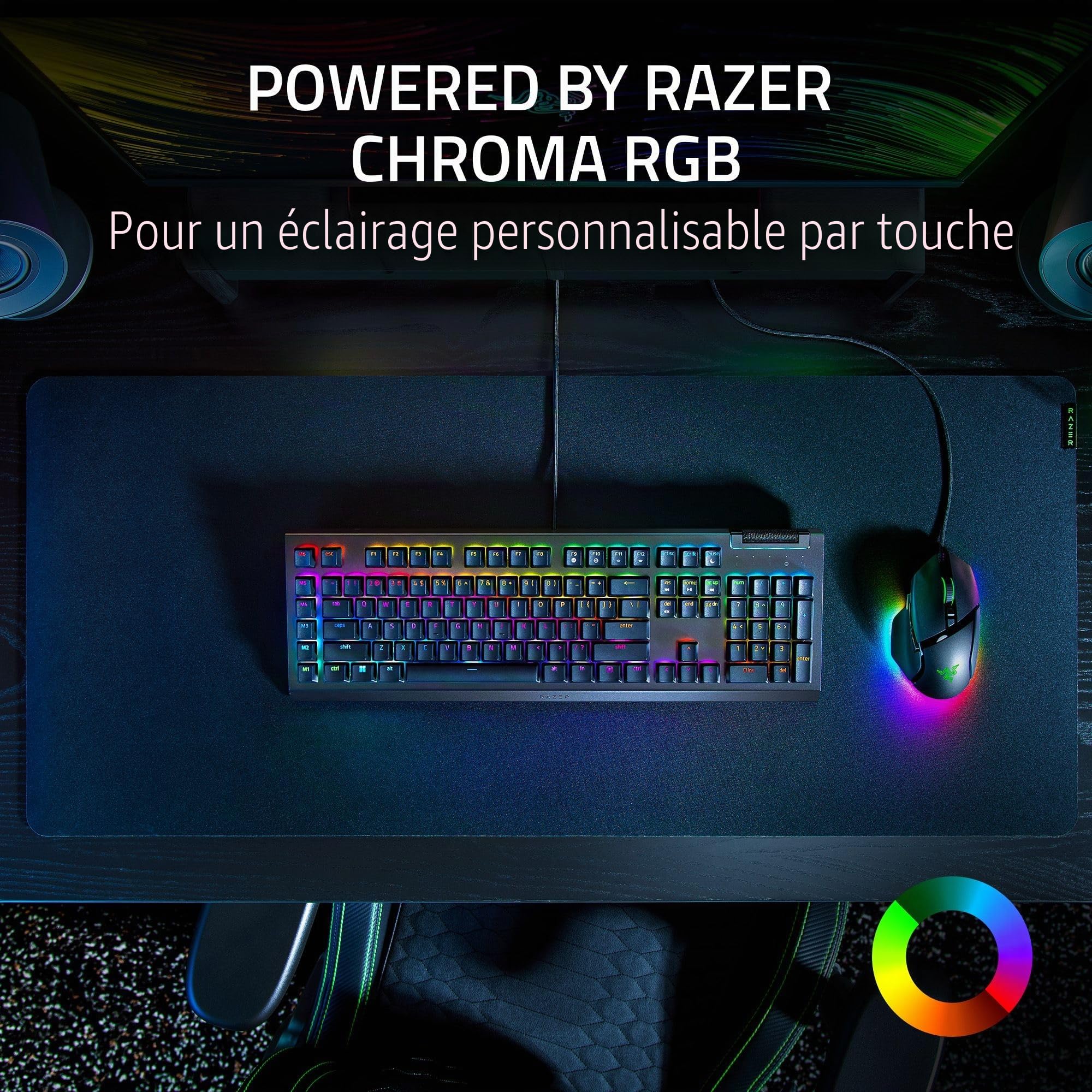 Razer BlackWidow V4 X (Switches Verts) - Clavier Gaming mécanique avec Razer Chroma RGB (6 Touches macros dédiées, Touches ABS à Double Injection) US-Layout | Noir