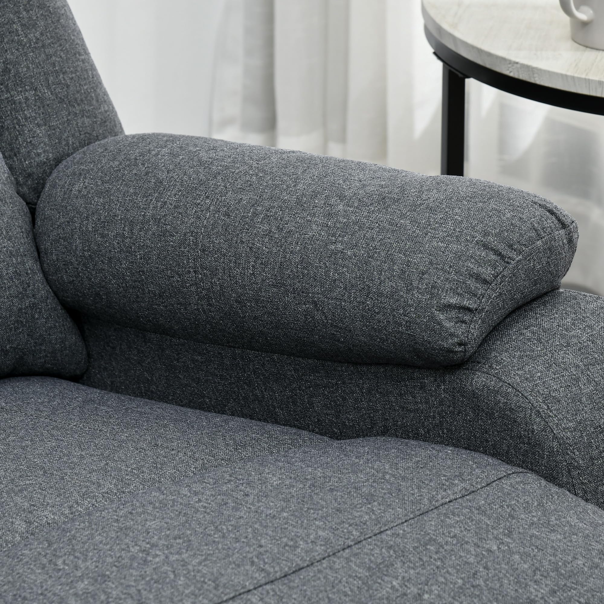 HOMCOM Relaxsessel Fernsehsessel mit Liegefunktion Liegesessel Sessel mit Verstellbarer Rückenlehne, Fußstütze TV-Sessel mit Leinenoptik für Wohnzimmer Schlafzimmer, Dunkelgrau