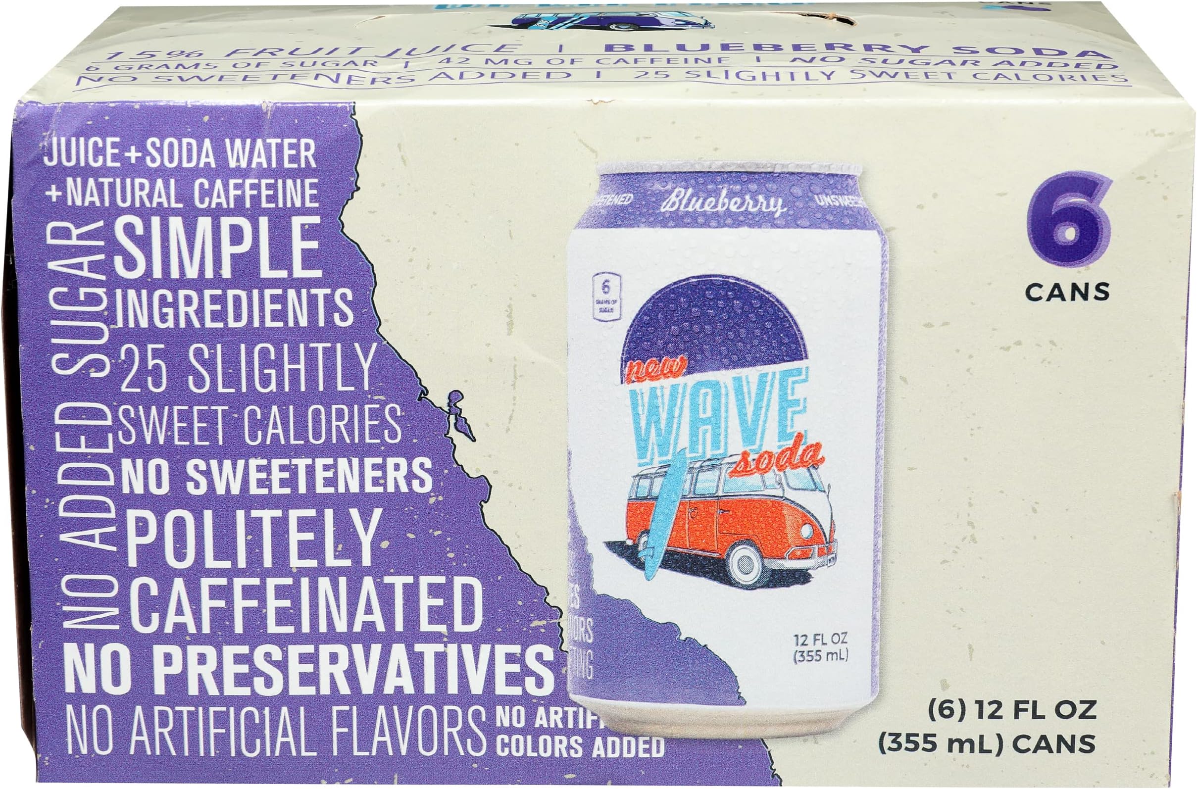 NEW WAVE SODA Blueberry Soda 6 Count, 12 FZ