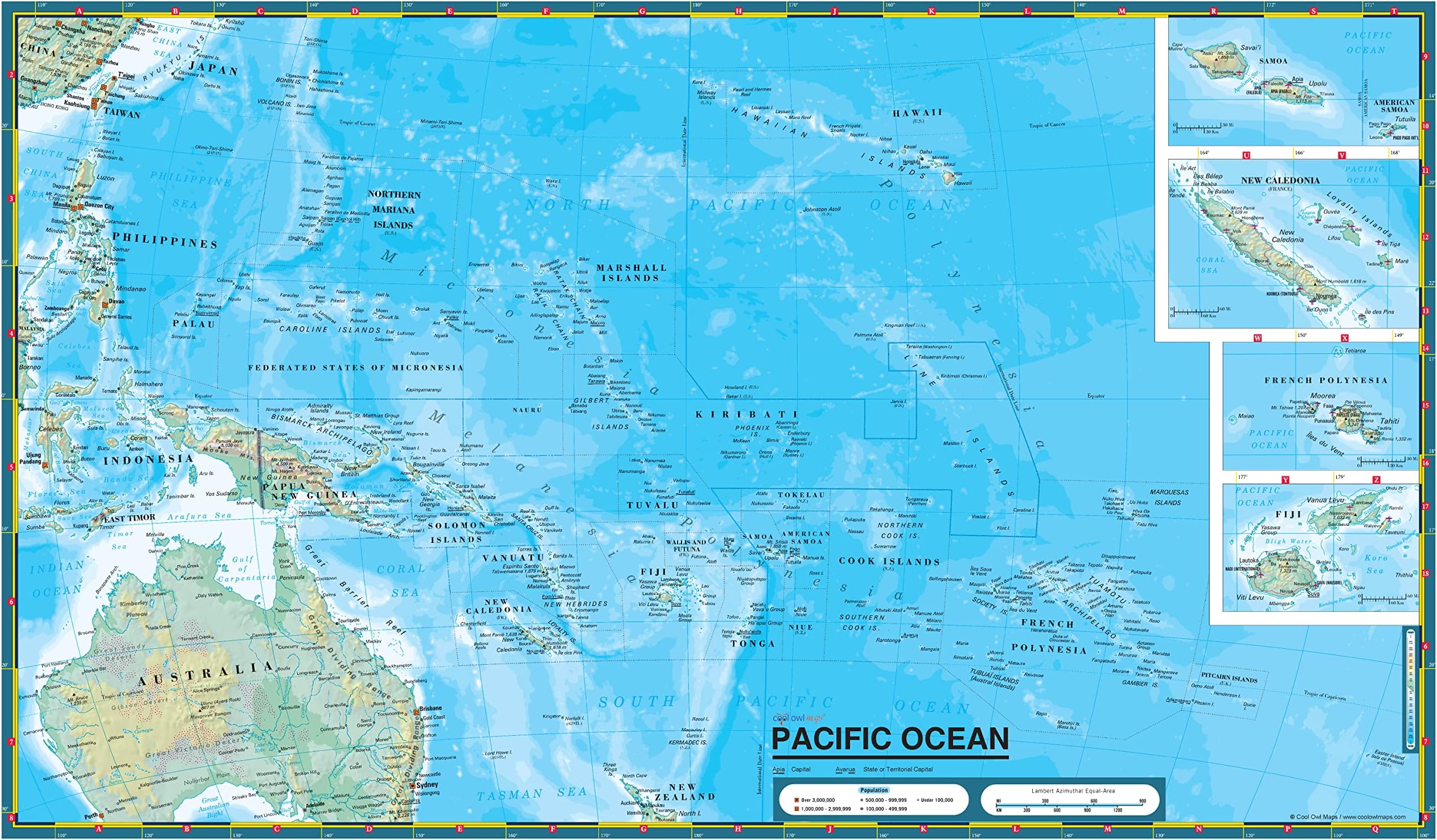 Cool Owl Maps Pacific Ocean Wall Map Poster Paper