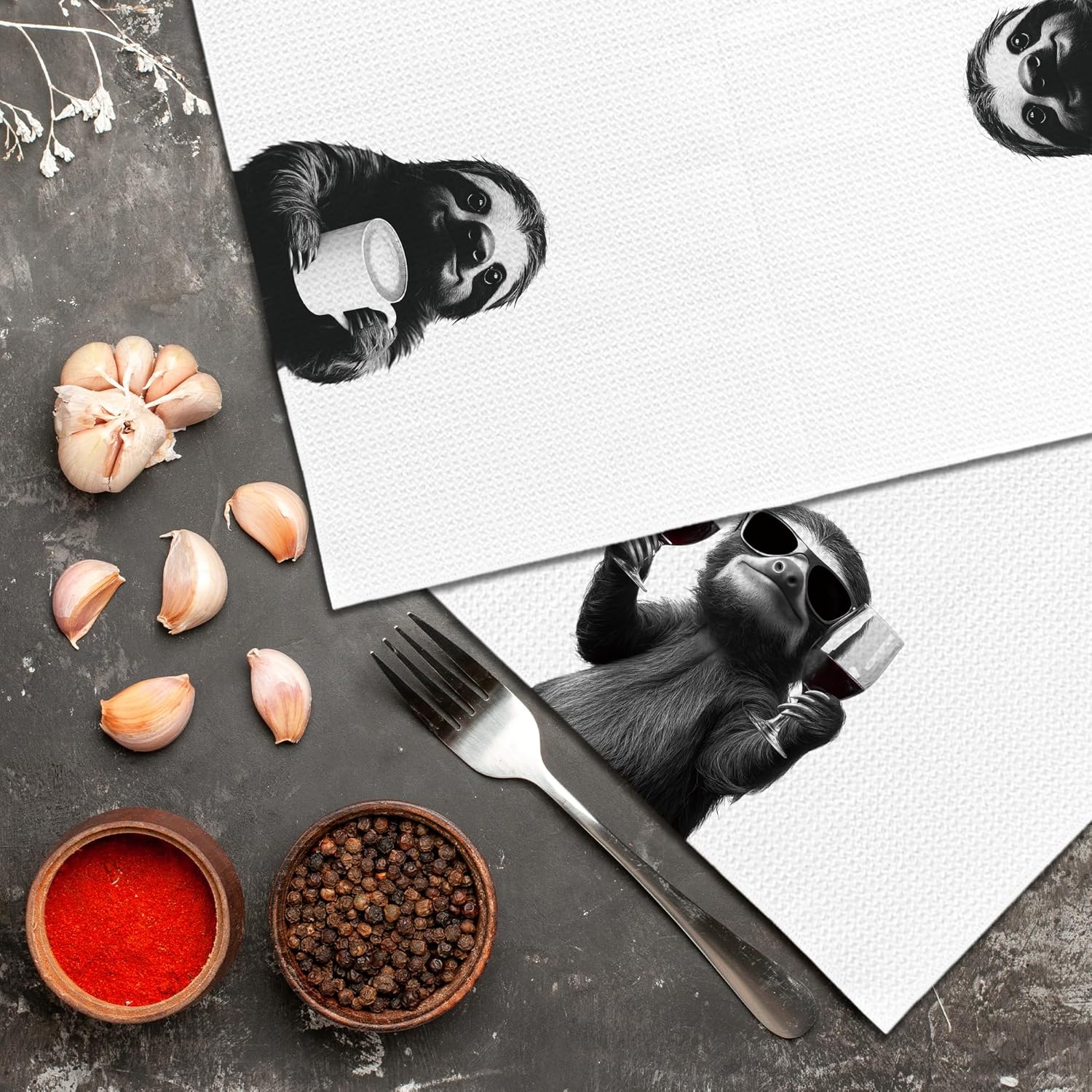 Funny Bradypod Bar Kitchen Towels Set of 2, Funny Kitchen Decor, Bradypod Gifts Gifts for Women Men, Coffee Station Wine Bar Decor, Dining Room Decorative Tea Towel Dish Towels 16x24 Inch - Image 3