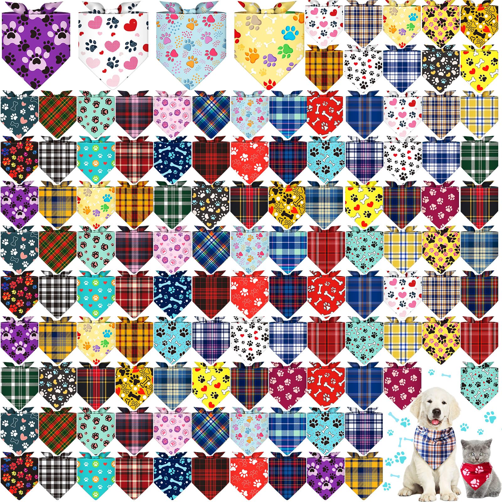 Niedliche Hundehalstücher für Hunde, Dreieckstuch für Welpen, Halstuch, Halstuch, Bandanas für große, mittelgroße und kleine Haustiere, Kostümzubehör, 120 Stück (rustikaler Stil)